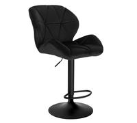 WOLTU Taburete de Bar con Respaldo, Sillas de Bar Regulables en Altura, Muebles Cocina Silla de Comedor, Terciopelo, Negro