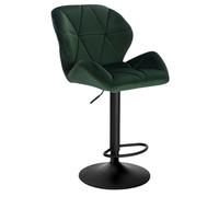 WOLTU Taburete de Bar con Respaldo, Sillas de Bar Regulables en Altura, Muebles Cocina Silla de Comedor, Terciopelo, Verde Oscuro