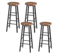 WOLTU Taburete de Bar Juego de 4, Taburete Alto Cocina con Reposapies, para Salon Cocina Estructura de Metal, Asiento de MDF, Vintage