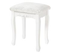 WOLTU Taburete de Maquillaje Tapizado, Blanco Crema | Madera de MDF Lacado, para Tocador, Dormitorio, Oficina en Casa y Salón