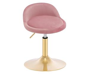 WOLTU Taburete Giratorio, Taburete Bajo con Respaldo, Altura Ajustable 42,5-58 cm, para Tocador, Comedor y Cocina, Base Metáica, Rosa + Dorado, BH425rs-1