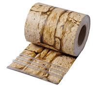 WOLTU Tiras de Pantalla de Privacidad de PVC de 450 g/m², Rollo de Valla Opaca contra el Viento y Sol 19cm x 70m, Valla de Protección para Jardín Balcón Terraza, 50 Tiras de Sujeción, Patrón de Piedra