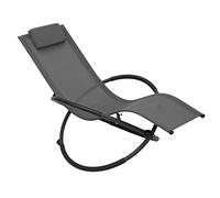 WOLTU Tumbona de Metalica, Tumbona para Camping, Silla de Relax, Silla Mecedora para Jardín, Playa, Terraza, Cubierta Transpirable de Textileno, hasta 160 kg, Gris