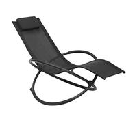 WOLTU Tumbona de Metalica, Tumbona para Camping, Silla de Relax, Silla Mecedora para Jardín, Playa, Terraza, Cubierta Transpirable de Textileno, hasta 160 kg, Negro