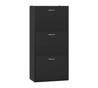 WOLTU Zapatero de Entrada, Armario de Zapatos con 3 Puertas Abatibles, Zapatero Estrecho de Recibidor Pasillo Salon, Estantes Ajustables, Capacidad 14-18 Pares, 58x23x118 cm, Negro