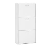 WOLTU Zapatero de Entrada, Armario de Zapatos con 3 Puertas Abatibles, Zapatero Estrecho de Recibidor Pasillo Salon, Estantes Ajustables, Capacidad 14-18 Pares, 58x23x118 cm, Blanco