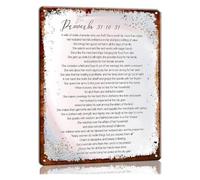 Woman Proverbs 31 Metal Tin Sign Modern Bible Verses Wall-Art Deco for Prints Living Room Decor for Bedroom Picture Hanging Decoration