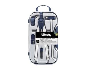 WONDAY - Brújula, estuche de 5 piezas Technic Ballustre con estuche de mina, extensión, tamaño de mina y anillo