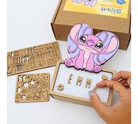 WONDEE - Lámpara de noche con diseño de ángel de puntada, personalizable para el hogar y la familia [incluye kit de letras y dibujos], Disney Nightlight Angel Stitch para bebé y niño, diseño
