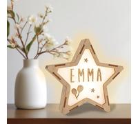 WONDEE Vintiun Lámpara Personalizada de Mesita de Noche - Cosas/Regalos para Bebés Recién Nacidos Originales, Luz Nocturna Infantil Quitamiedos Estrella - Regalos niños 0 1 2 3 4 5 6 7 8 9 10 años