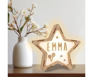 WONDEE Vintiun Lámpara Personalizada de Mesita de Noche - Cosas/Regalos para Bebés Recién Nacidos Originales, Luz Nocturna Infantil Quitamiedos Estrella - Regalos niños 0 1 2 3 4 5 6 7 8 9 10 años