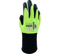 Wonder Grip WG-1855HY U-Feel Gloves - Guante de trabajo de nitrilo, tactiles, hombre y mujer, uso de taller, jardineria, mecanico, finos, talla L/ 9 amarillos