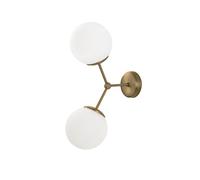Wonderlamp Aplique de pared Mulen Dorado 2 luces 2xE27 y esferas de cristal blanco