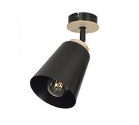 Wonderlamp Aplique de pared o techo con foco orientable Tasla Negro y detalle en madera