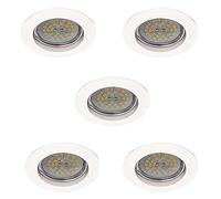 wonderlamp Basic W-E000107 Pack de Focos Empotrables Redondos Fijos con Portalámparas, GU10, Blanco, 8 x 1.5 cm, 5 Unidades