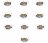 wonderlamp Basic W-E000114 Pack de Focos Empotrables Redondos Fijos con Portalámparas, GU10, Blanco, 8 x 1.5 cm, 10 Unidades