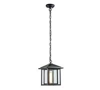 wonderlamp - Lámpara colgante exterior Avenida, 1xE27, Máx. 60 W, IP 23, Lámpara Vintage, forma de Farol con cristal, Negro