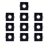 wonderlamp - Pack 10 - Foco Empotrable Techo Cuadrado Basculante, Iluminacion interior, GU10, Negro, 10 Unidades