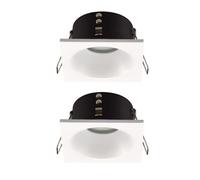wonderlamp Pack 2 Empotrable para baños o exteriores Lutar, IP 65, Empotrable moderno, Blanco, para interior/exterior, Cuadrado