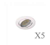 wonderlamp Pack x 5 Unidades Foco empotrable techo Basic Redondo, incluye Portalámparas GU10, Diámetro de 8,5 x 1,5 cm. Ojo de buey basculante 30°, Blanco