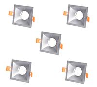 wonderlamp Pack 5 unidades Foco Empotrable Confort cuadrado plateado. Portalámparas GU10 incluido.