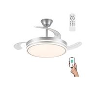 Ventilador led aspas retráctiles miso evo plata cct dim 72w marca wonderlamp