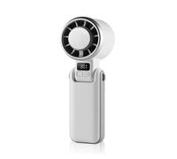 wonderlamp - Ventilador de Mano Glasi Blanco, Modo Hielo, 5 Velocidades, Pantalla LED, Silencioso, Batería Recargable y Plegable - Mini Ventilador Portátil