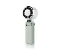 wonderlamp - Ventilador de Mano Glasi Verde, Modo Hielo, 5 Velocidades, Pantalla LED, Silencioso, Batería Recargable y Plegable - Mini Ventilador Portátil