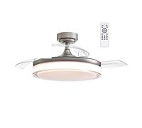 wonderlamp - Ventilador de Techo con Aspas retráctiles, Ventilador con luz LED, Motor DC silencioso, Oroel, 3 CCT Regulable 45W, Níquel