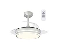 wonderlamp - Ventilador de techo con luz LED, aspas retráctiles Perla Mini, Motor DC muy Silencioso, 3 CCT Regulable 46W gris