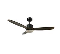 wonderlamp - Ventilador de techo con luz LED Nare Negro+Madera, 22W con Mando y memoria de encendido