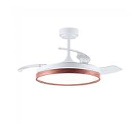Wonderlamp Ventilador de techo con luz LED y aspas plegables Tamero Blanco y Cerezo CCT Dim 72W