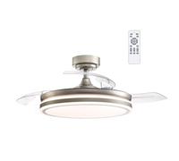 wonderlamp - Ventilador de techo LED ILSA con Aspas Retráctiles, Motor DC Silencioso, 3 CCT Regulable 45W, Níquel