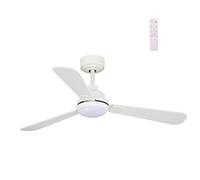 wonderlamp - Ventilador de Techo silencioso con luz LED Blanco, Eono, Con Mando a distancia, 18W, Motor DC, Aspas Reversibles en Blanco y Gris 106 cm