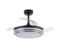 wonderlamp - Ventilador LED aspas plegables Silencioso Mesina Negro CCT Dim 72W ø106cm