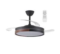 wonderlamp Ventilador Techo Retráctil LED DC Silencioso Negro Madera 106cm
