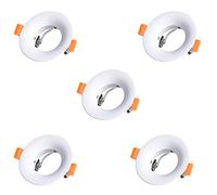 wonderlamp W - E000129 - Pack 5 Unidades Aro Empotrable Basic II Redondo Blanco. Portalámparas GU10 Incluido.