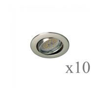 WONDERLAMP Wonderlamp Pack 10 Lámparas de Techo Empotrables Redondas Níquel con Portalámparas GU10
