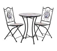 Wonderlust Deco - Conjunto mesa y dos sillas de mosaico y forja negro mesa:D60x75h-silla(2):D38x46-90h Negro mesa:D60x75h-silla(2):D38x46-90h