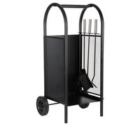 Wonderlust Deco - Leñero de metal con herramientas de chimenea negro 35x32x81 Negro 35x32x81h cm