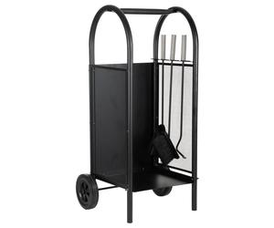 Wonderlust Deco - Leñero de metal con herramientas de chimenea negro 35x32x81 Negro 35x32x81h cm