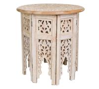 Wonderlust Deco - Mesa de centro de madera artesanal blanco 45x45x45 Blanco 45x45x45h cm
