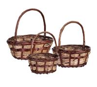 Wonderlust Deco - Set 3 cestas de mimbre marrón 34x34x15h/37hh - 28x28x14h/32hh - 23x23x12h/28hh Natural claro 34x34x15h/37hh - 28x28x14h/32hh - 23x23x12h/28hh