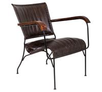 Wonderlust Deco - Sillón de metal y piel marrón 65x72x74 Marrón 65x72x74 h cm Brown 65x72x74hcm