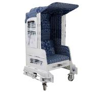 Wonderlust Deco - Sillón tuk tuk de metal blanco y tapizado azul 90x90x160 Blanco 90x90x160h cm White 90x90x160hcm