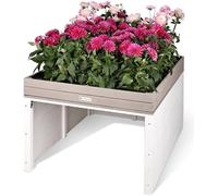 WONDERMAKE® Garaje para robot cortacésped XXL universal con drenaje de agua, jardinera de madera, para robot cortacésped, cobertizo, garaje con techo plano, 78,5 x 96 x 57 cm, gris antracita y blanco