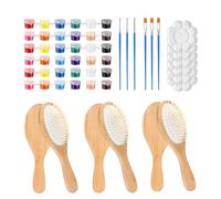 Wooden Hair Brush Painting Kit- Allowing You To Create Your Own Hand-painted DIY Painting Hairbrush | Wood Hair Comb Craft Set | For Craft Enthusiasts Adult Women Art Beginners Party Planners Home C