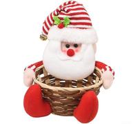 Wooden Santa Candy Basket 17cm Christmas Decor Kids | Wood And Fabric, 17x16x12cm, Festive Cartoon Design, Kids , Candy Storage For Parties