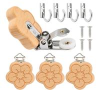 Wooden Tapestry Clips - 4 Pack Floral Quilt Hanger, Decorative Wall Hooks