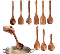 Wooden Utensil Set - 10-Piece Acacia Cooking Spatulas | Nonstick Kitchen To | Heat Resistant Wooden Spoon Set with Ladle & Whisk, Scratch Free Utensils for Home Cooking, Baking & Serving